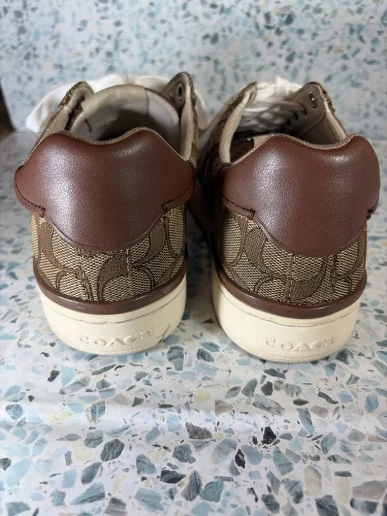 Coach Monogram Low-Top Sneakers in Brown and Cream - Picture 5 of 5